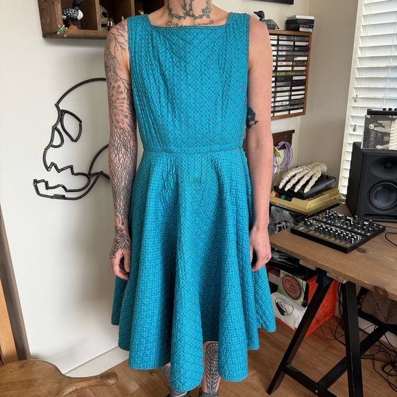 Vintage Dresses & Skirts - Vintage 50s 60s Handmade Quilted Sleeveless Fit and Flare Swing Dress ~ Size S